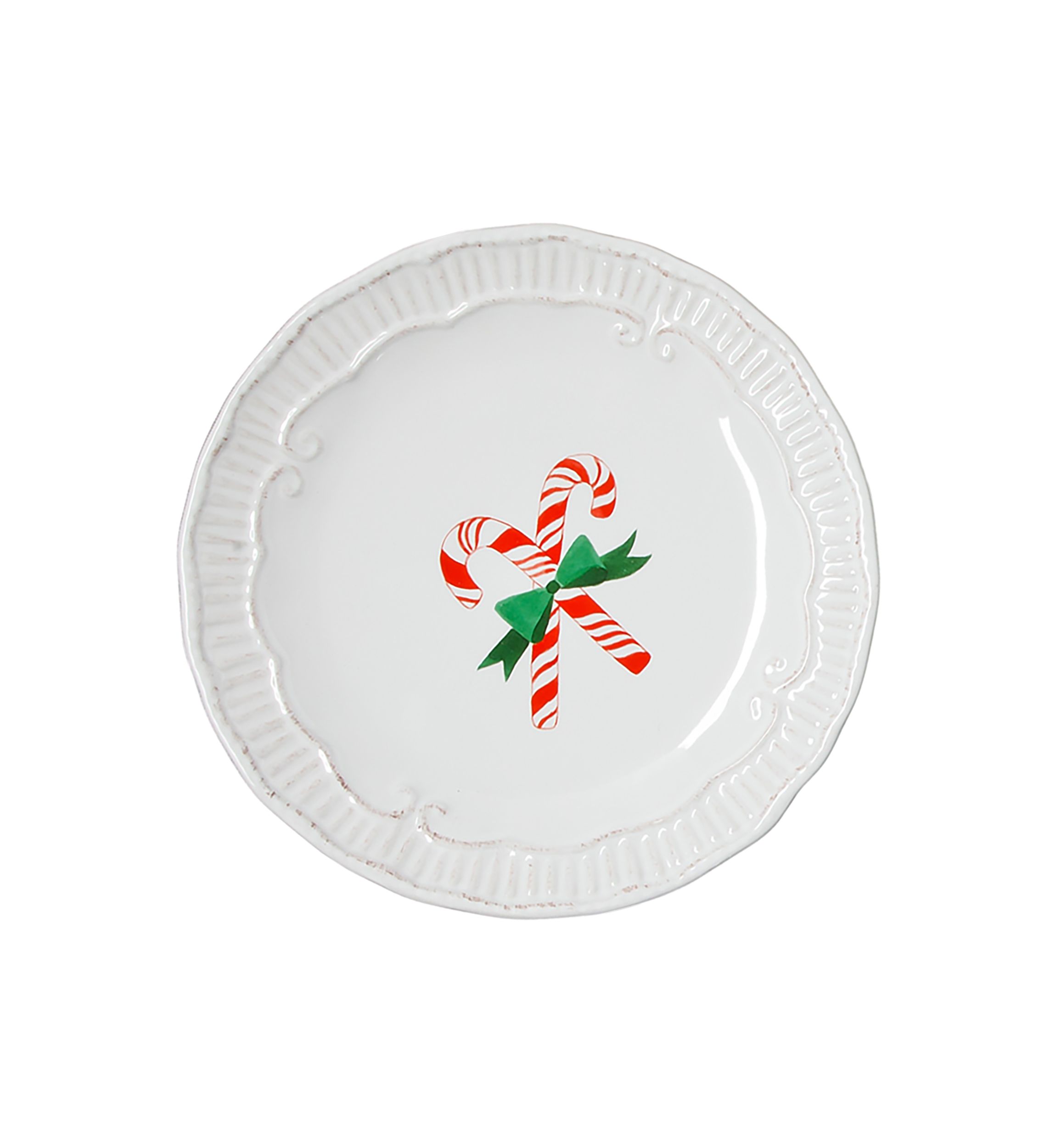 Set of 4 Capri white salad plates with Holiday designs