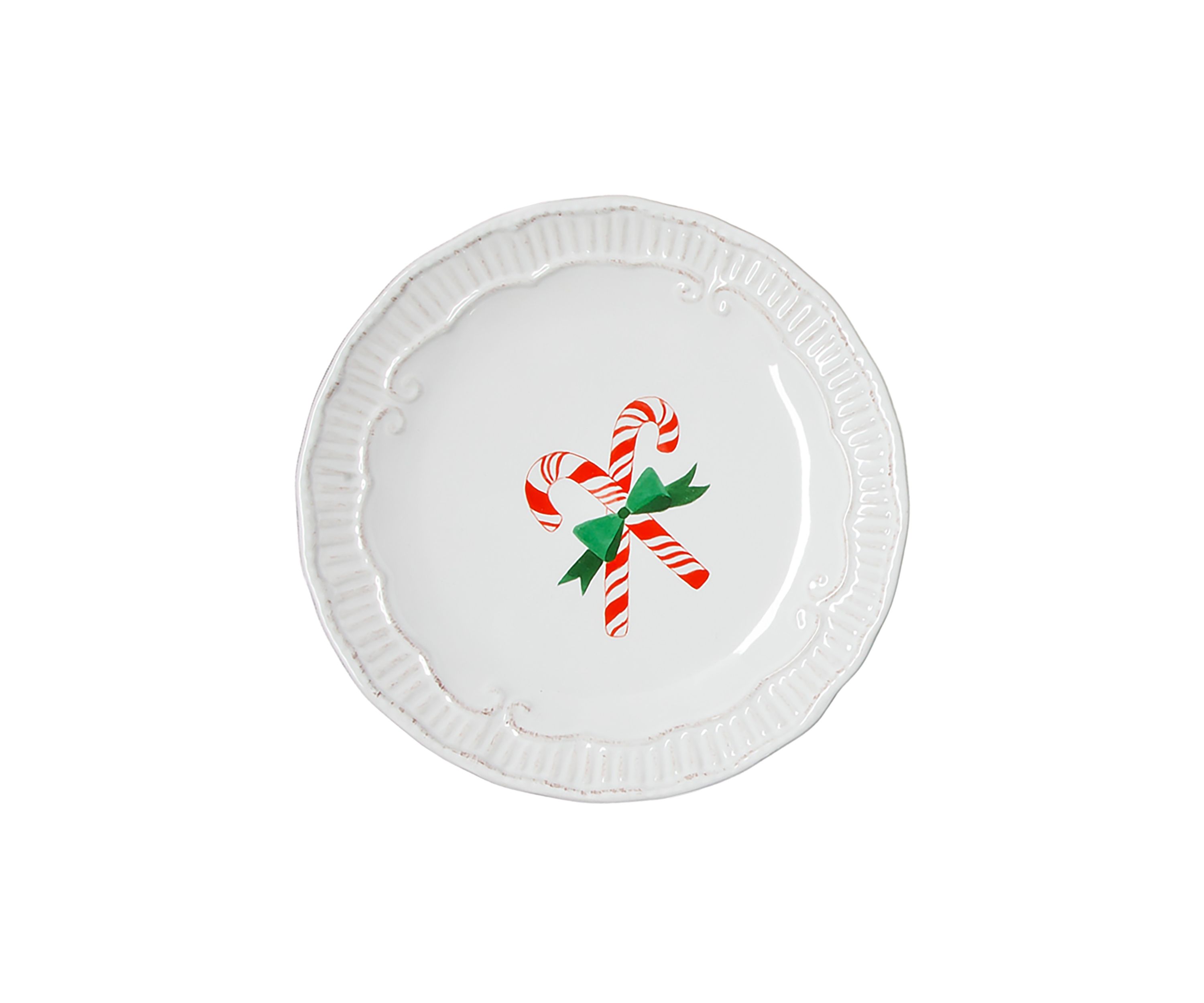 Set of 4 Capri white salad plates with Holiday designs
