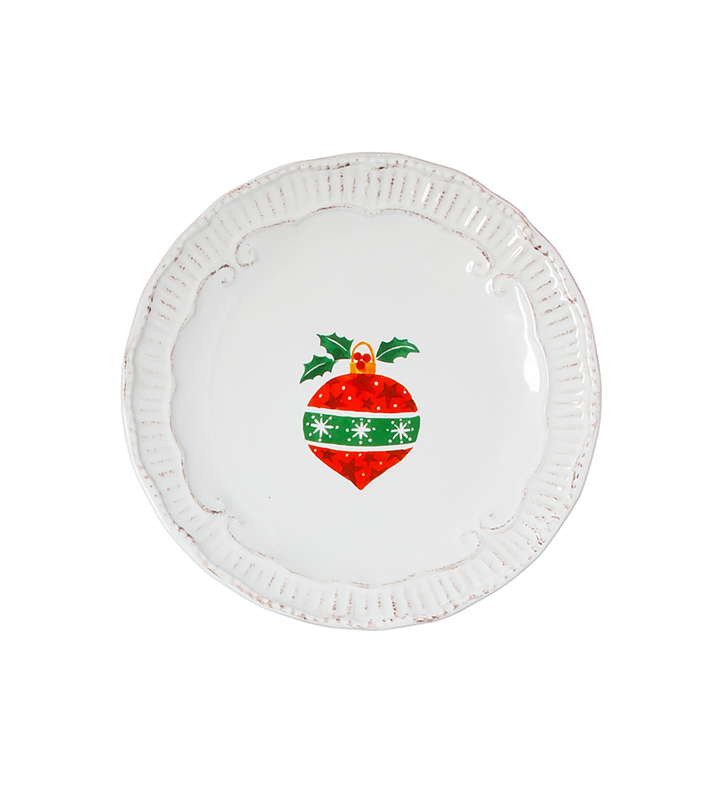 Set of 4 Capri white salad plates with Holiday designs