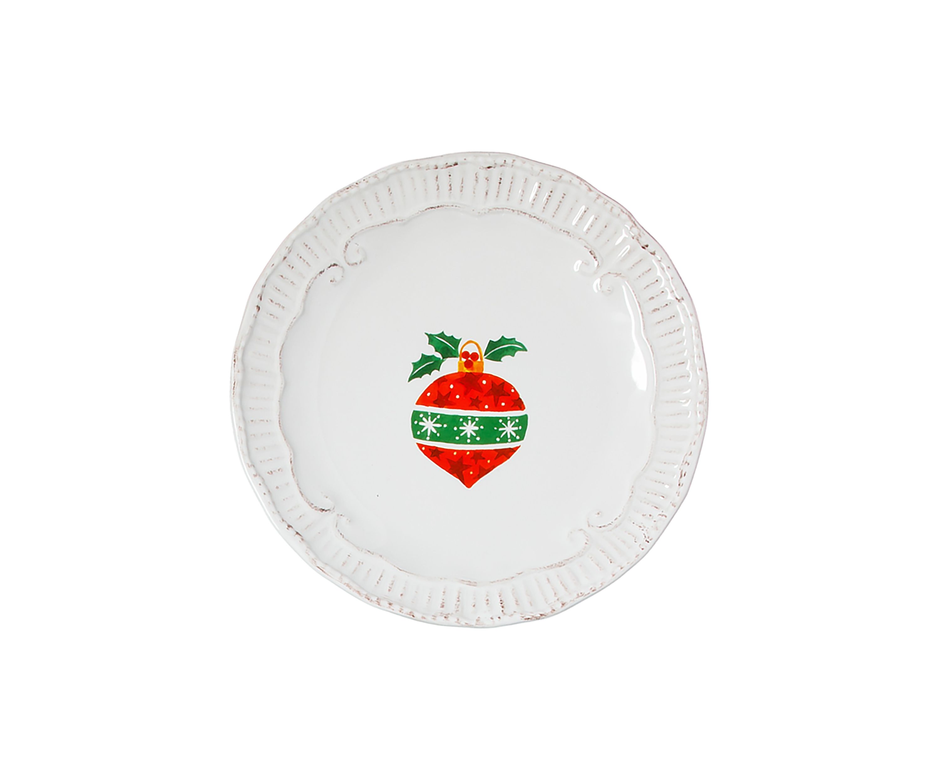 Set of 4 Capri white salad plates with Holiday designs