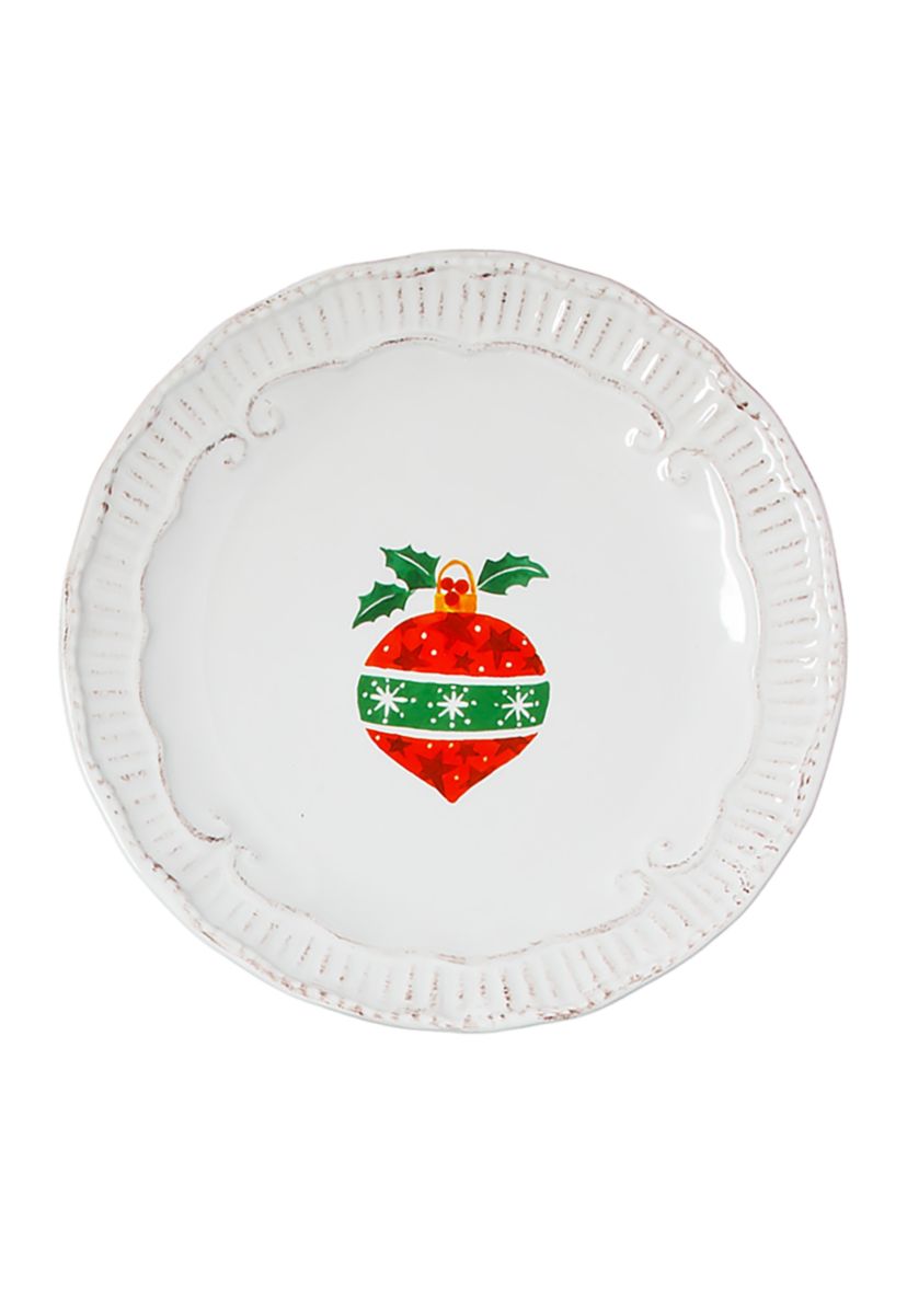 Set of 4 Capri white salad plates with Holiday designs