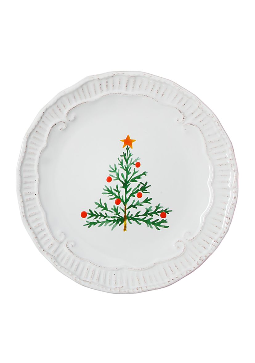 Set of 4 Capri white salad plates with Holiday designs
