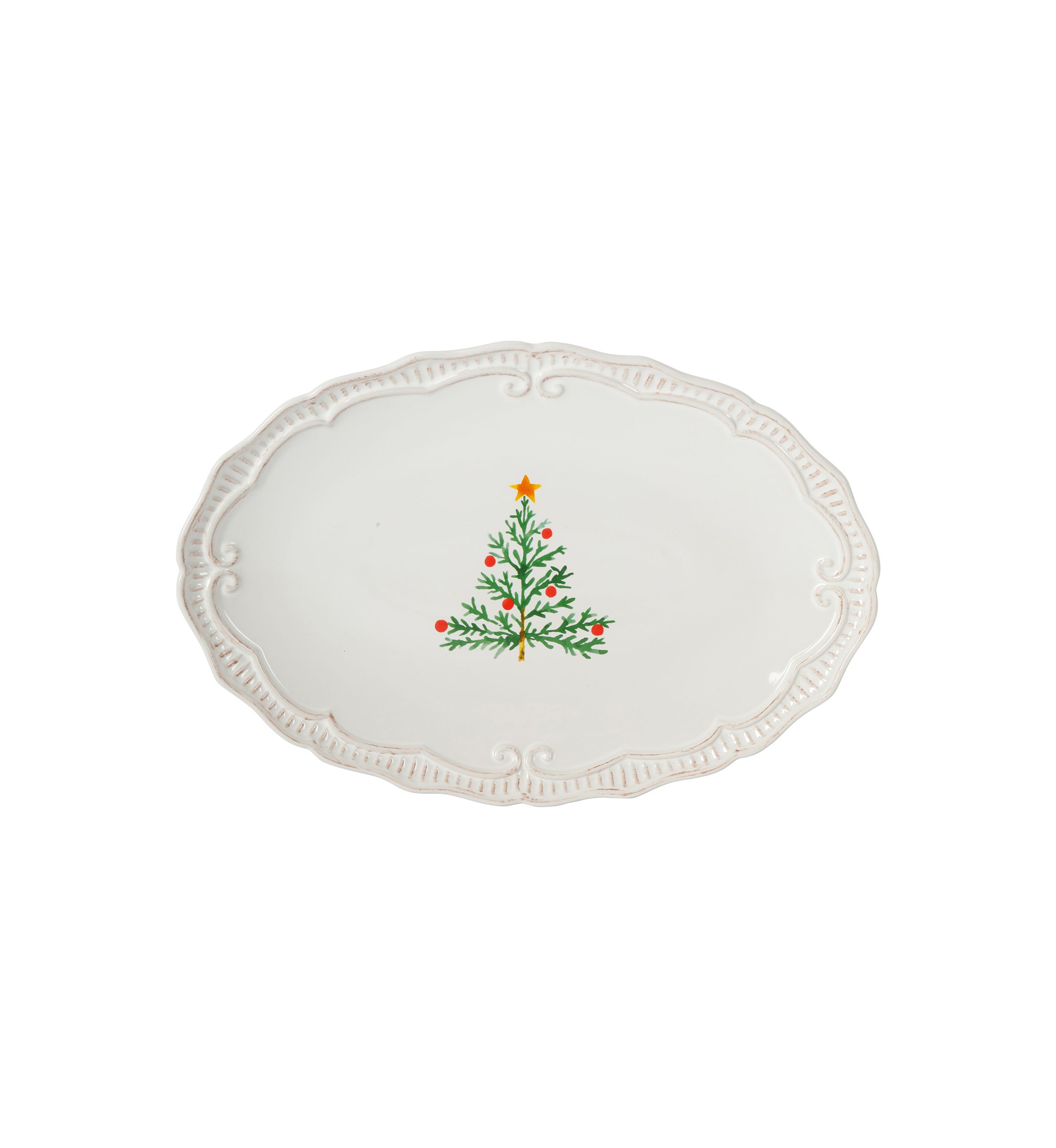 Large Capri Platter with Christmas Tree Design