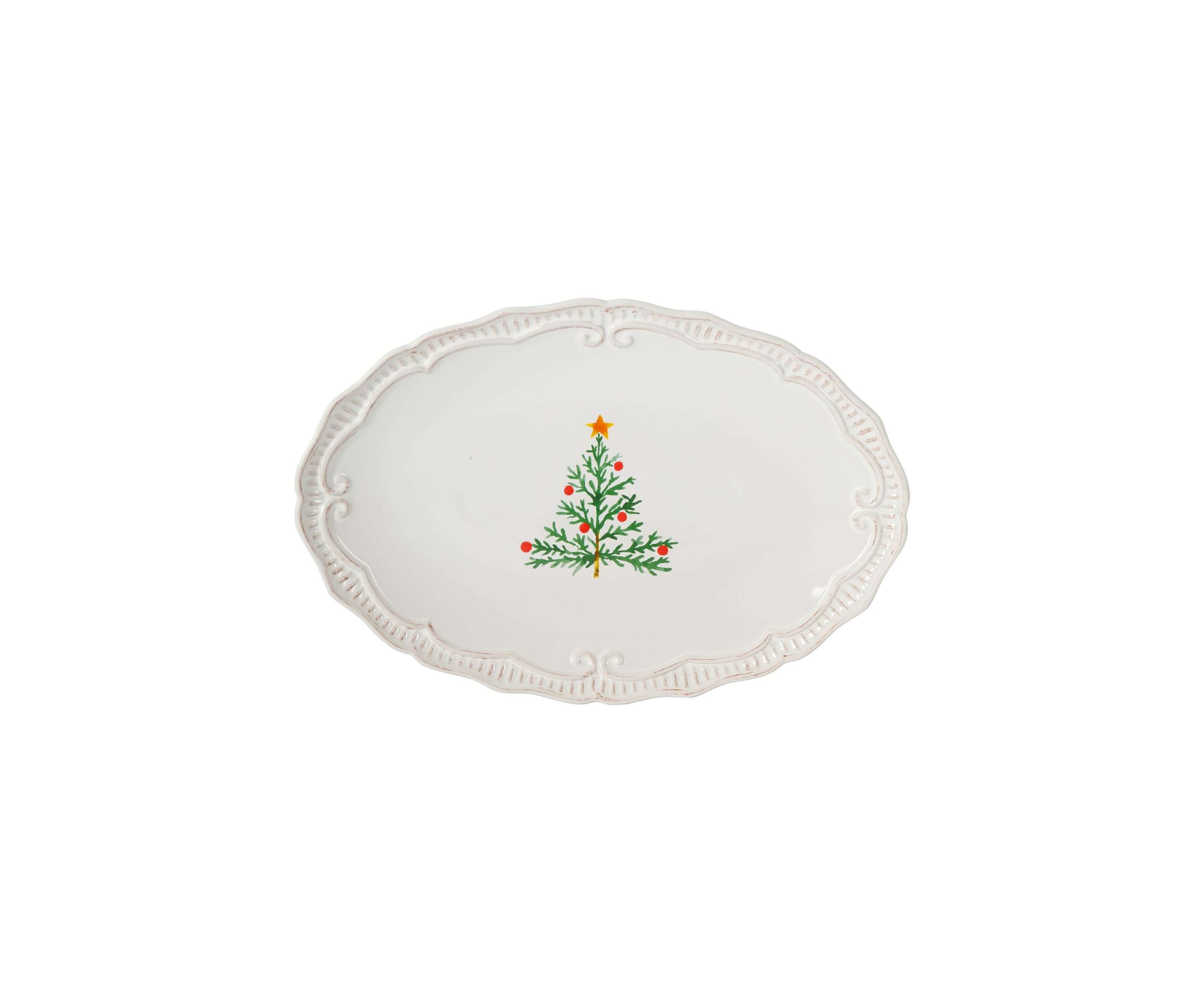 Large Capri Platter with Christmas Tree Design