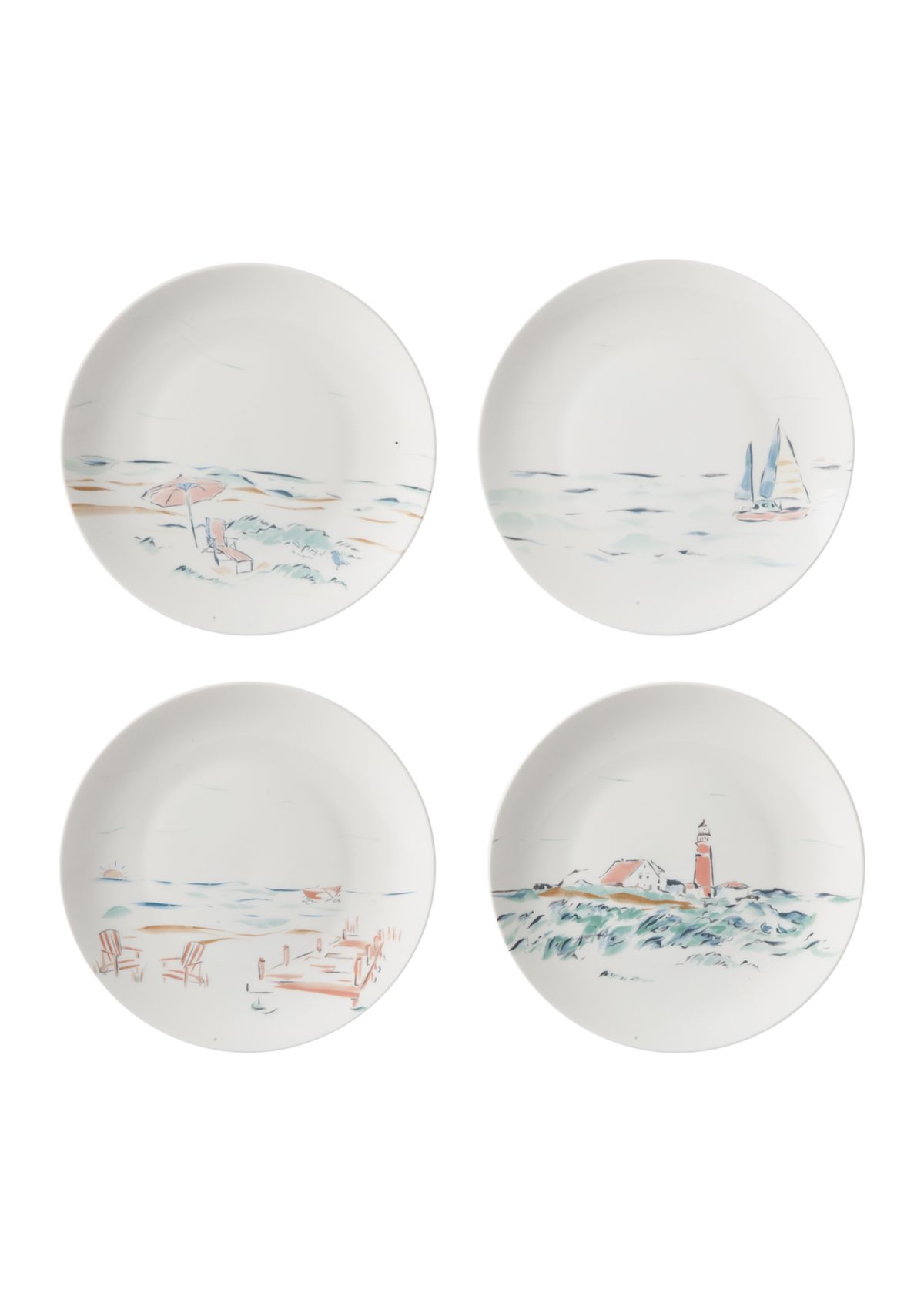 Set of 4 Coastal Salad Plates
