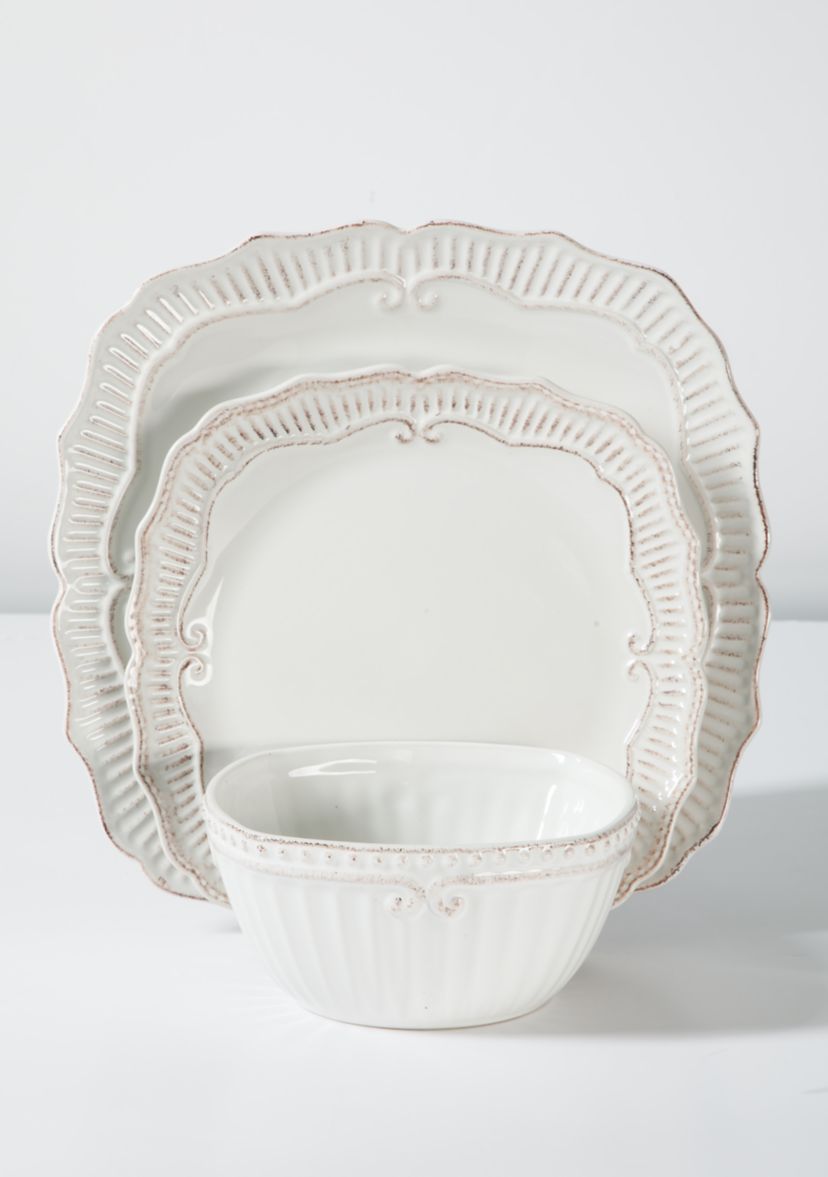 Capri White 12 Piece Dinnerware Set
