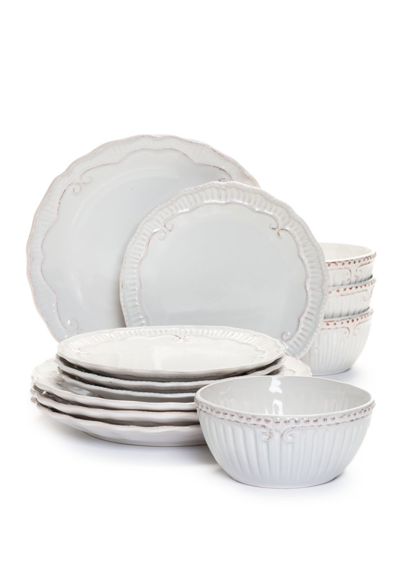  Capri White 12 Piece Dinnerware Set 