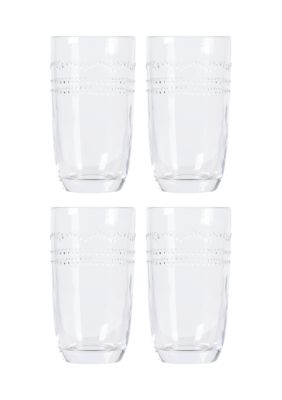 Caroline Beaded Scallop High Ball Glasses - Set of 4