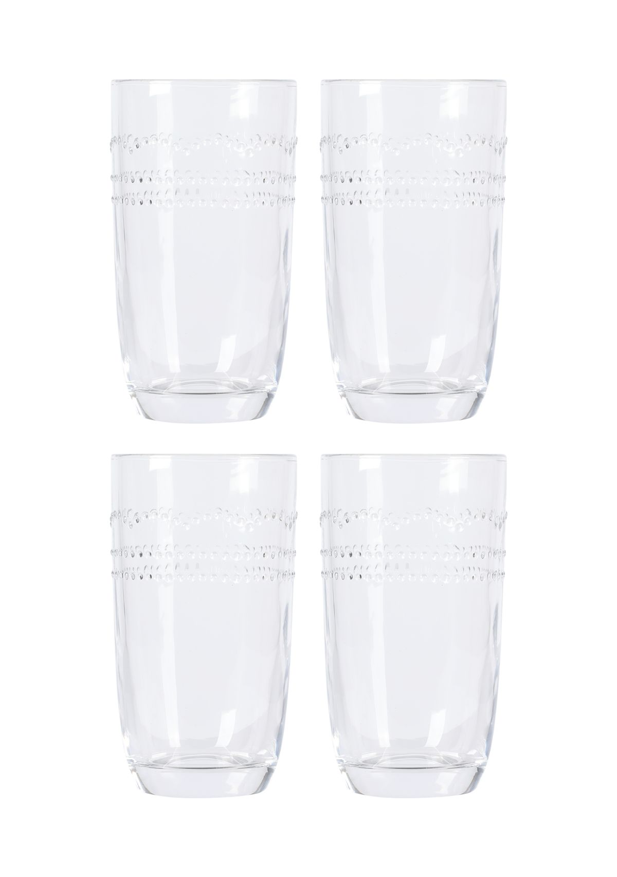 Caroline Beaded Scallop High Ball Glasses - Set of 4