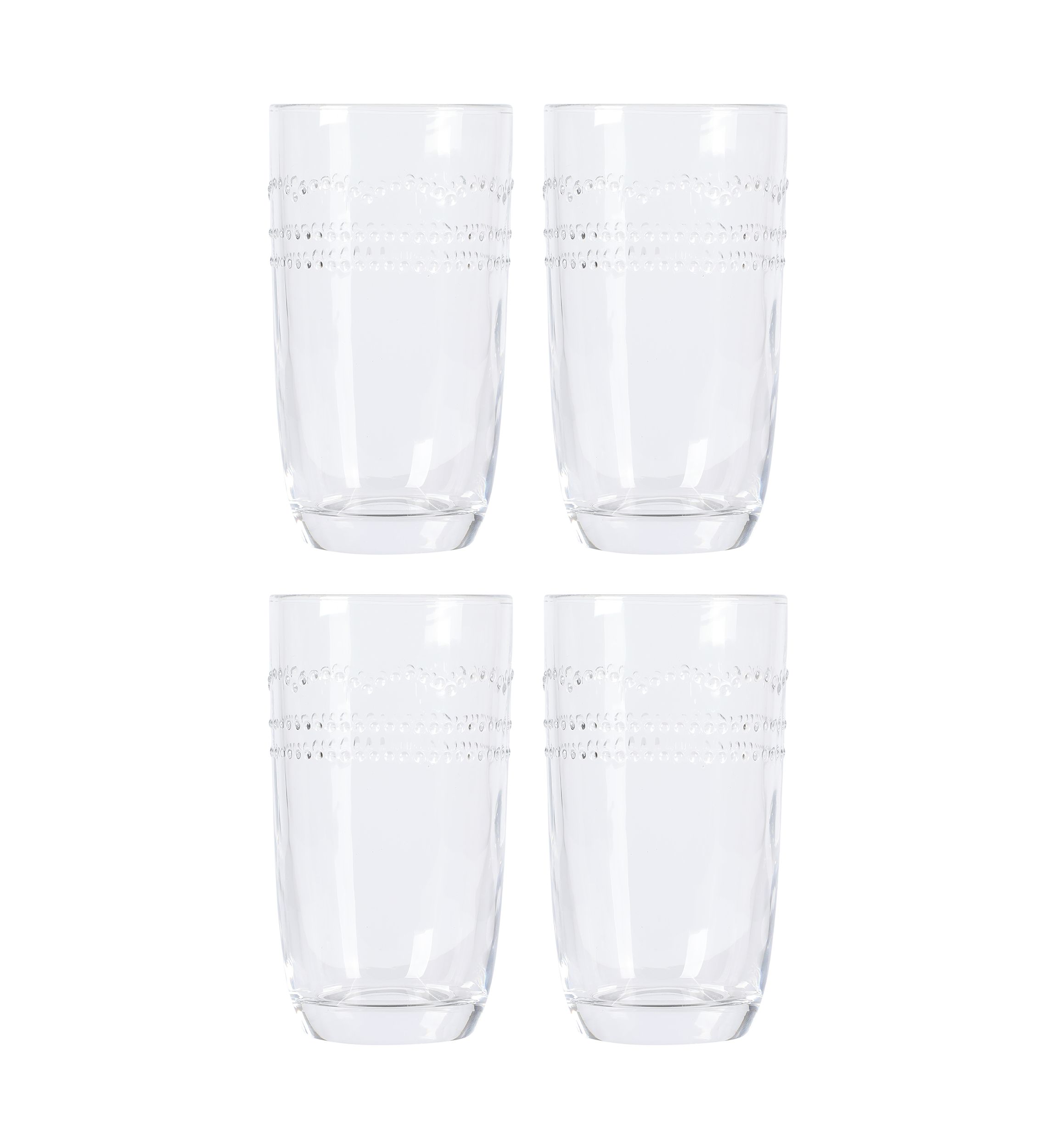Caroline Beaded Scallop High Ball Glasses - Set of 4