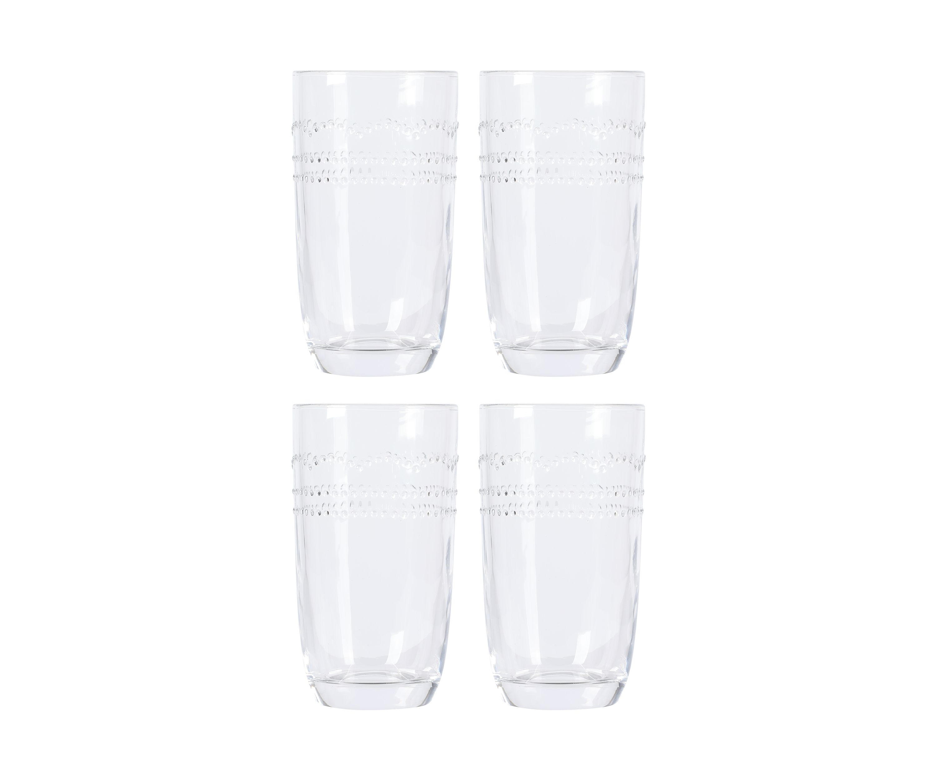 Caroline Beaded Scallop High Ball Glasses - Set of 4