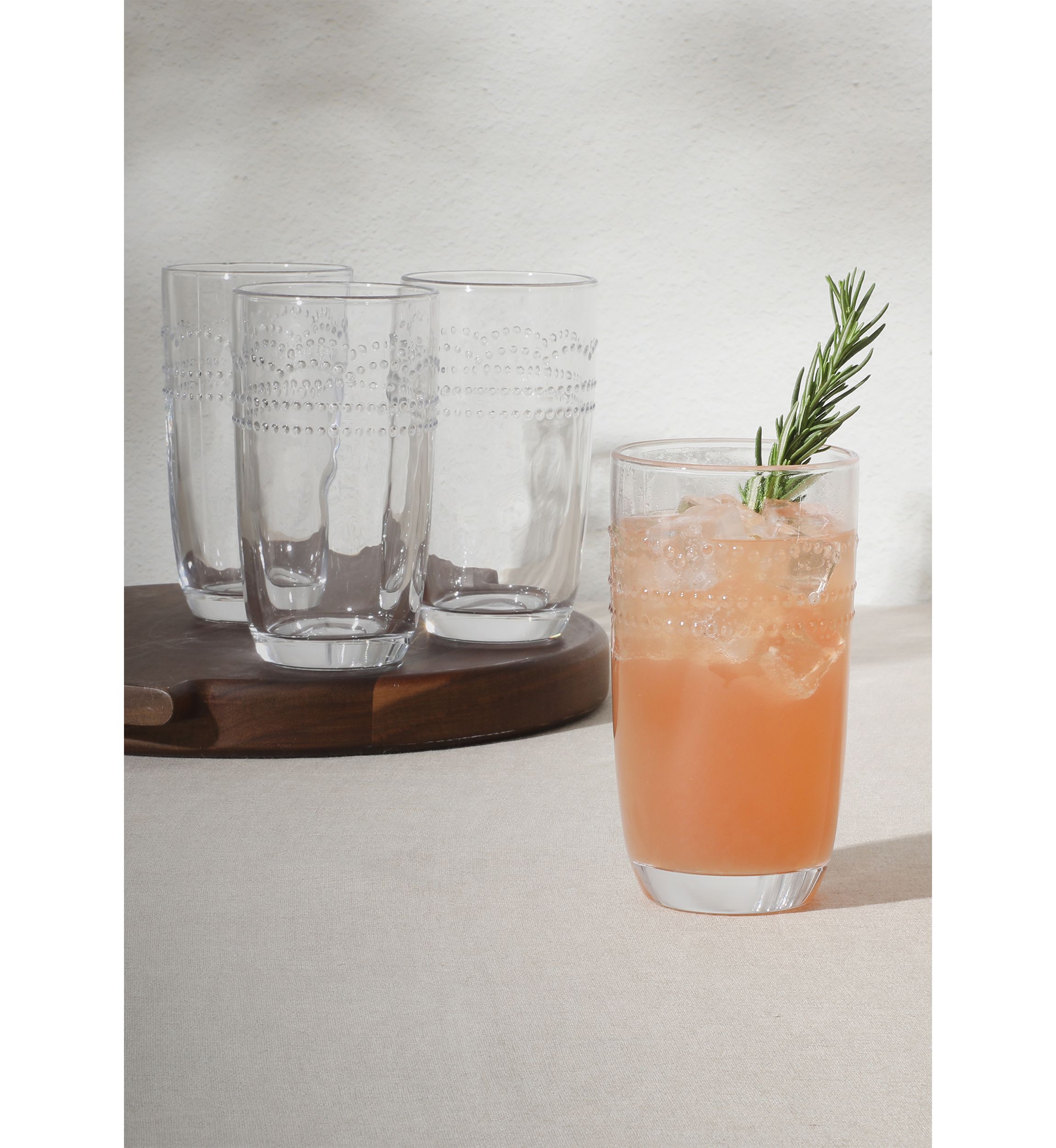 Caroline Beaded Scallop High Ball Glasses - Set of 4
