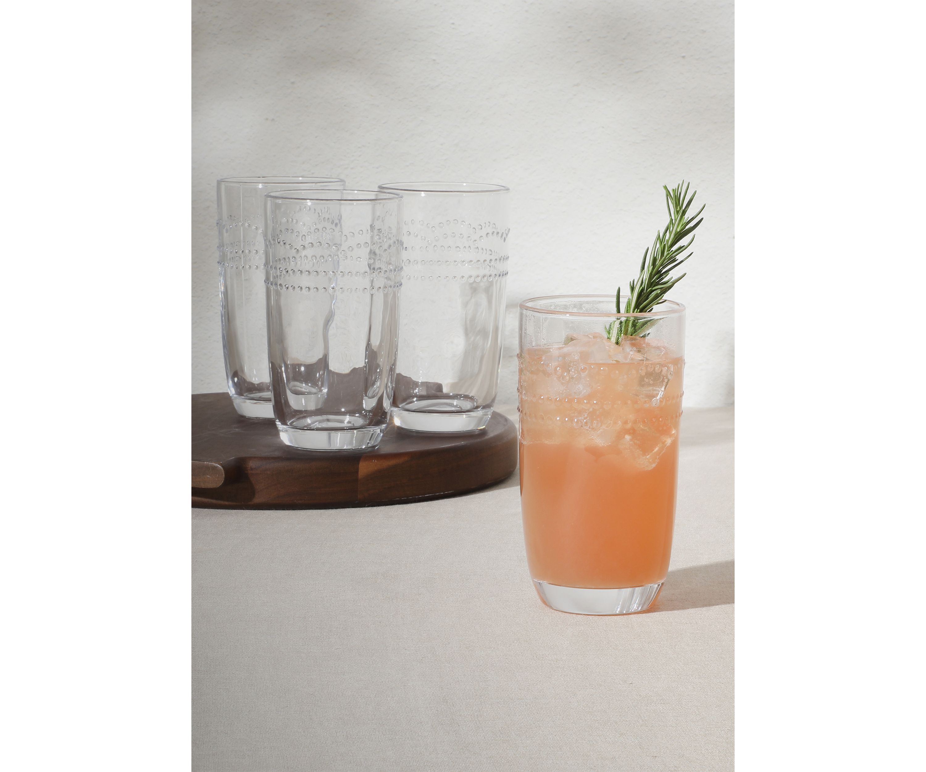 Caroline Beaded Scallop High Ball Glasses - Set of 4