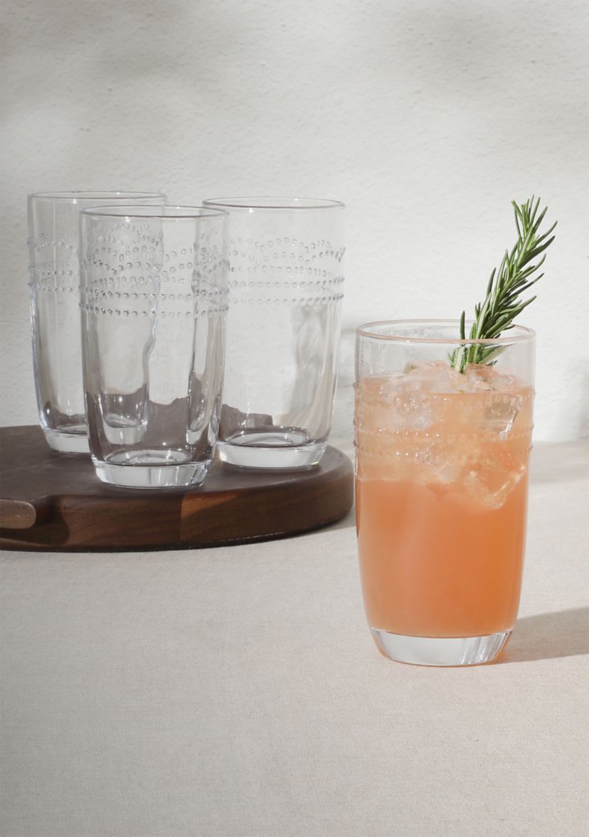 Caroline Beaded Scallop High Ball Glasses - Set of 4