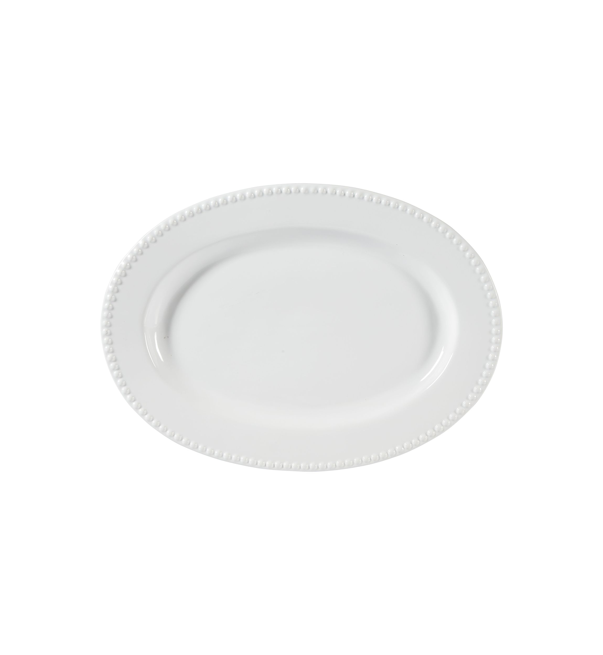 White Beaded Oval Platter