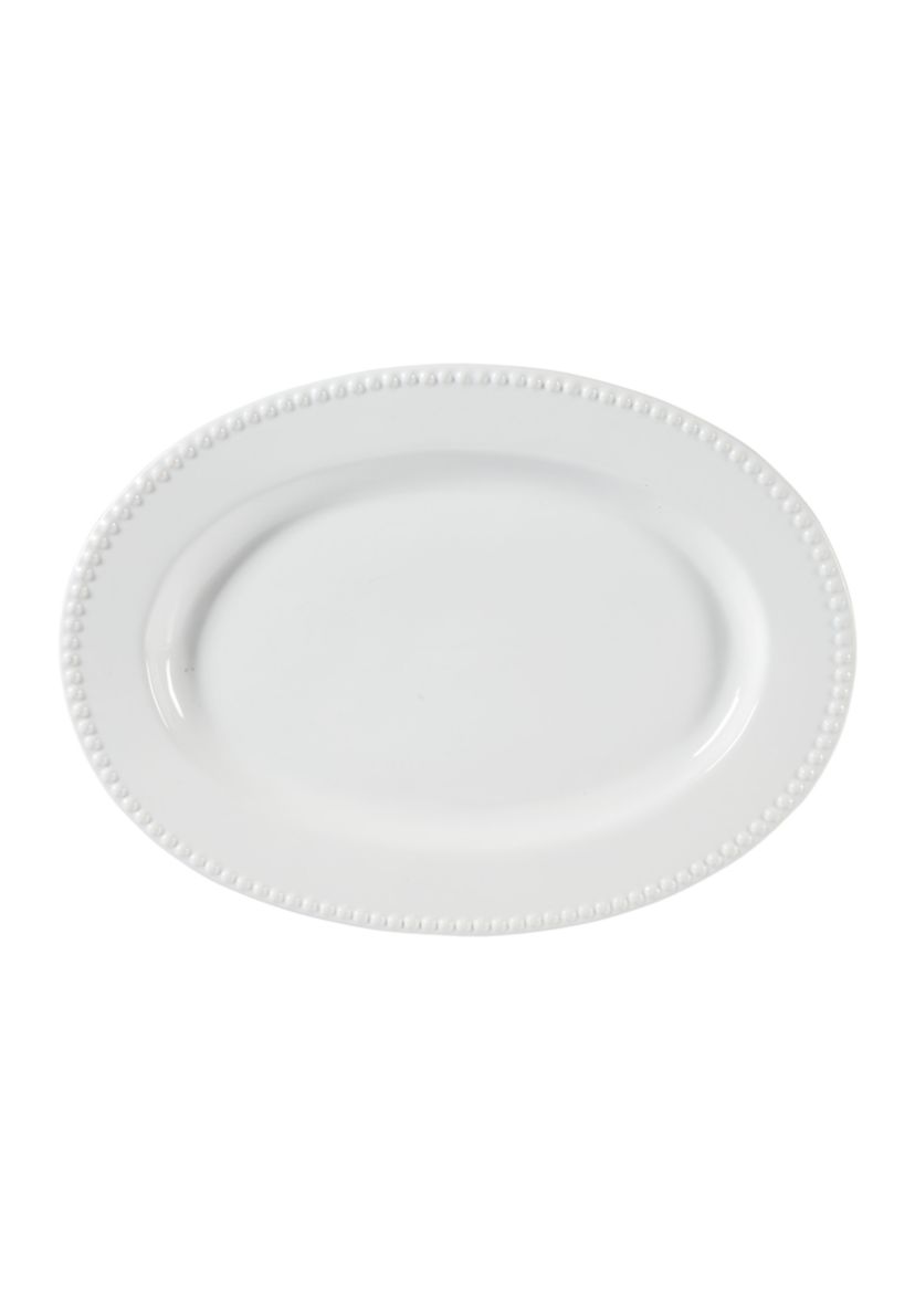 White Beaded Oval Platter