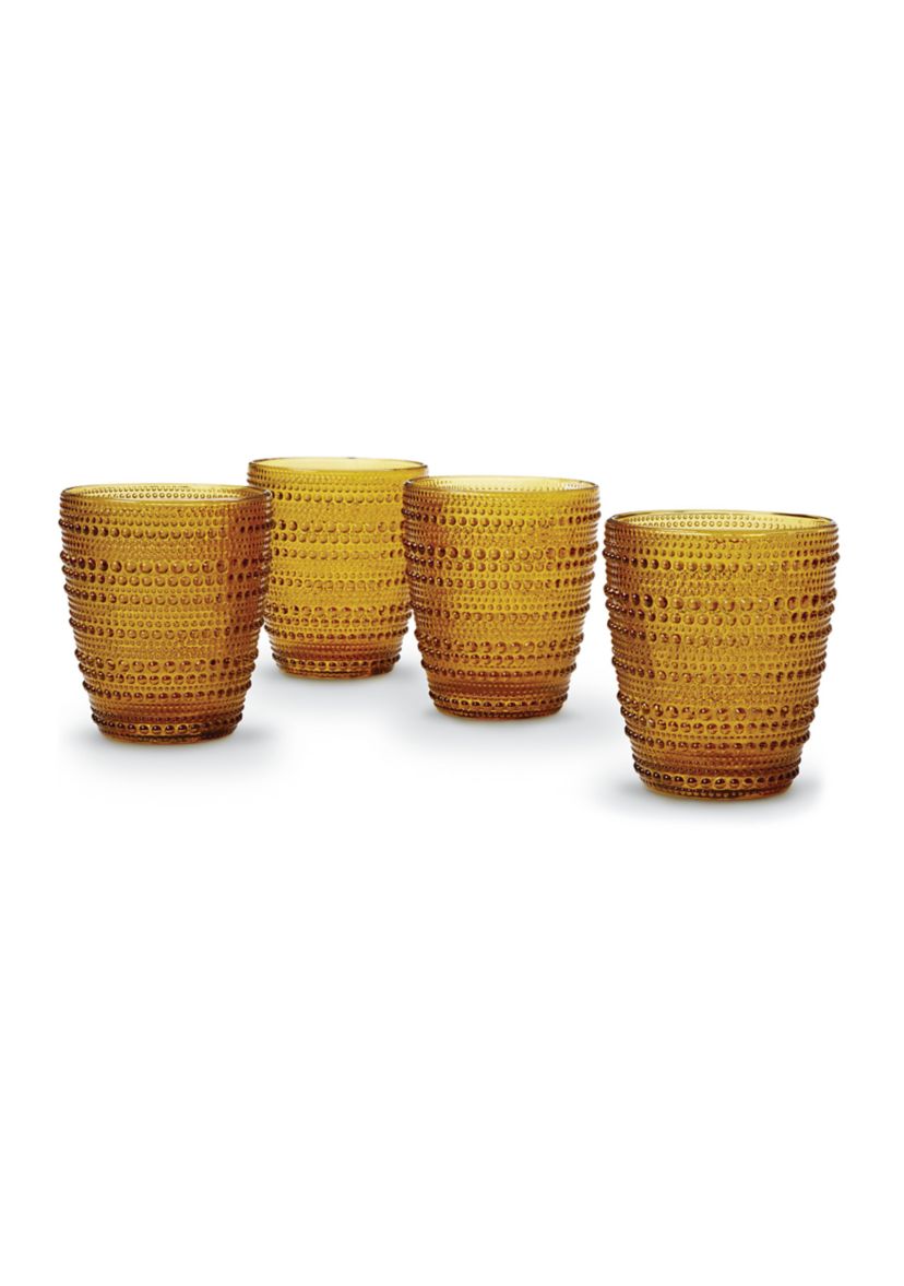 Beaded Double Old Fashioned Glasses - Set of 4