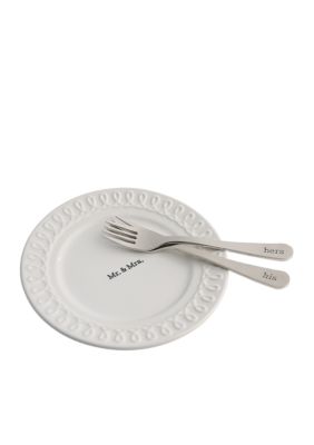 modern.southern.home.bridal cake plate with two forks se