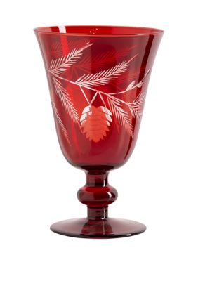 Puro Red Textured Wine Glass