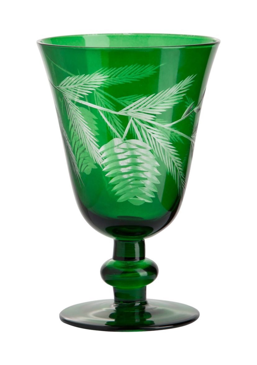 Holiday Etched Glass Goblet