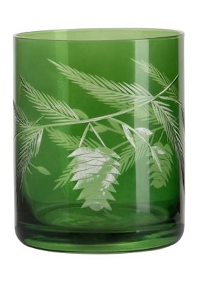 Holiday Etched Double Old Fashioned Glass
