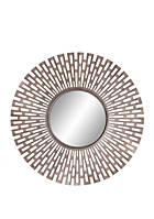 Champagne Round Geometric Sunburst Mirror