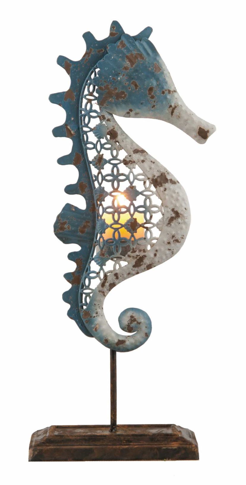 Transpac Metal 13.75 in. Multicolor Spring Sea Horse Tealight Holder