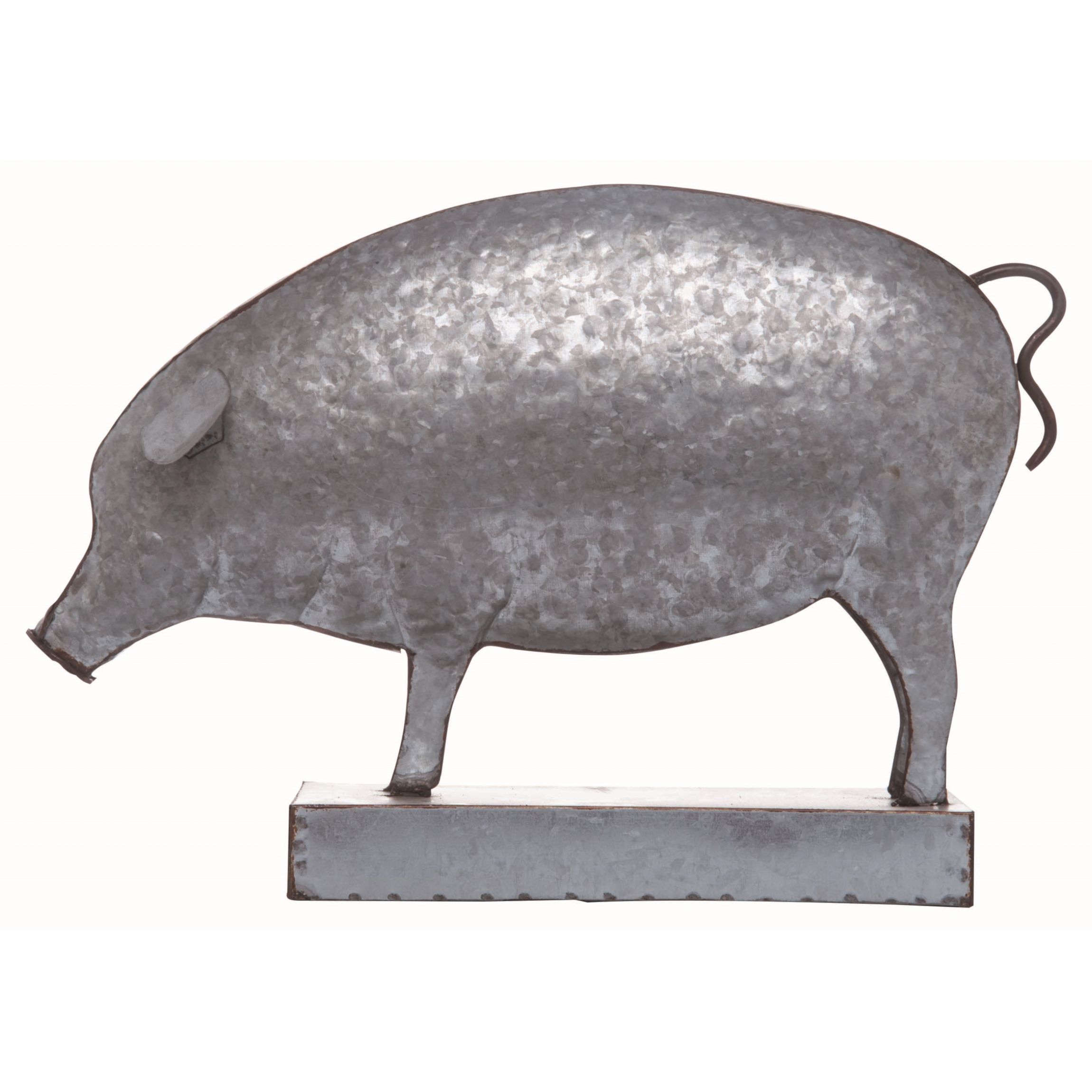 Transpac Metal 17 in. Silver Spring Pig Decor