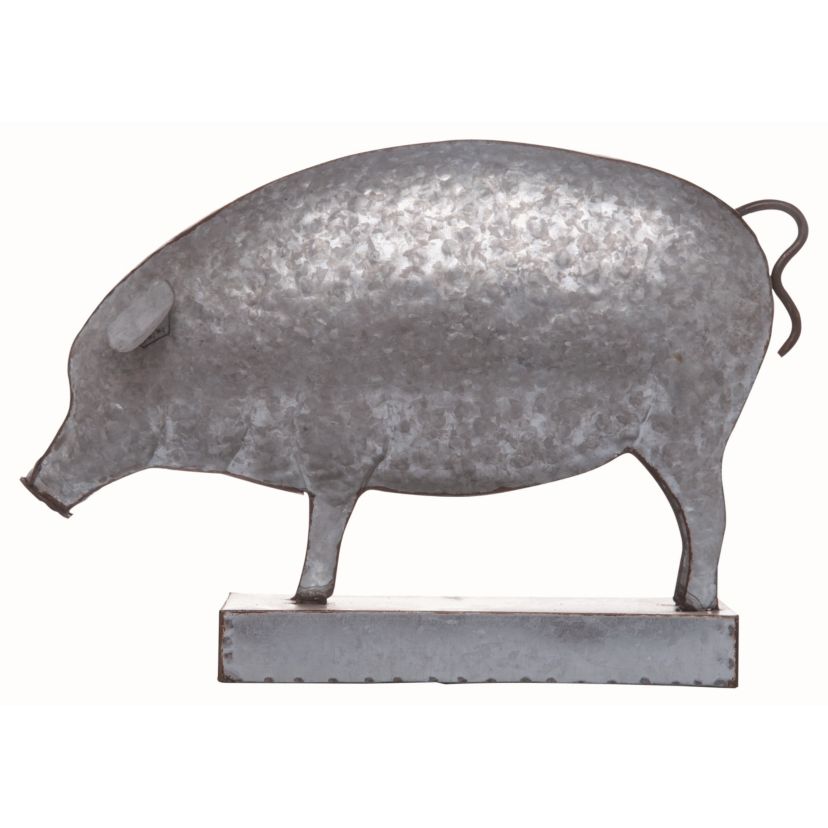 Transpac Metal 17 in. Silver Spring Pig Decor