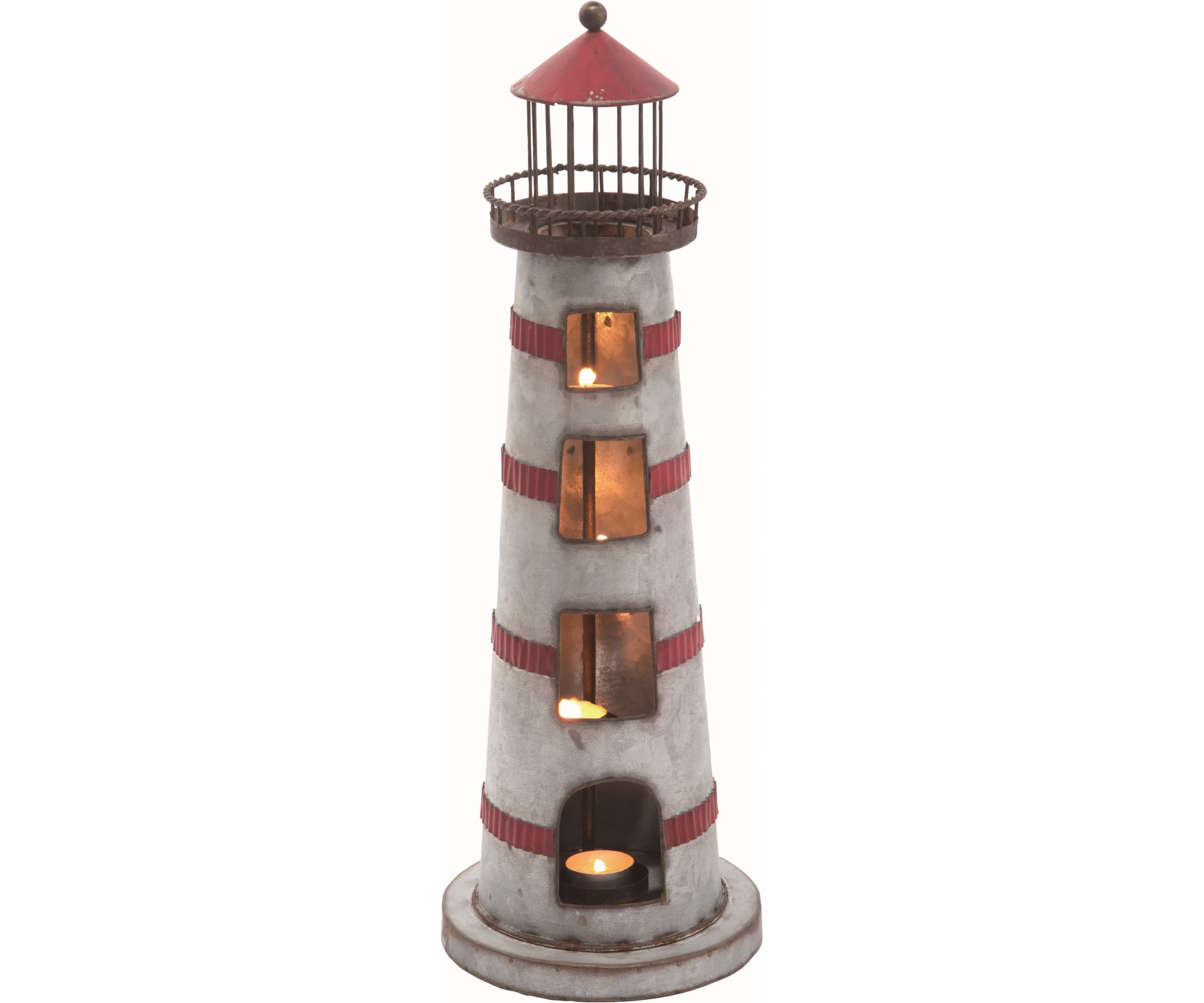 Transpac Metal 7 in. Multicolor Spring Lighthouse Tealight Holder