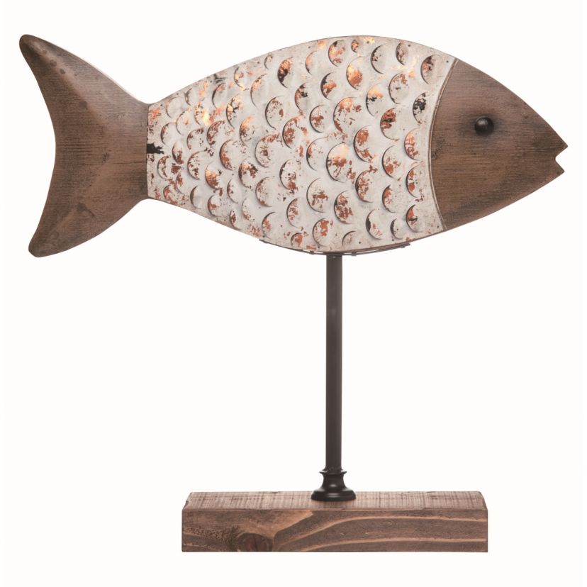 Transpac Wood 19.75 in. Multicolor Spring Fish Decor