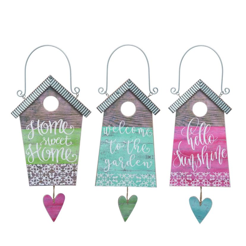 Transpac Small Wood Spring Floral Sentiment Frame Wall Art Set of 3, 7.0 x 7.0 inch.