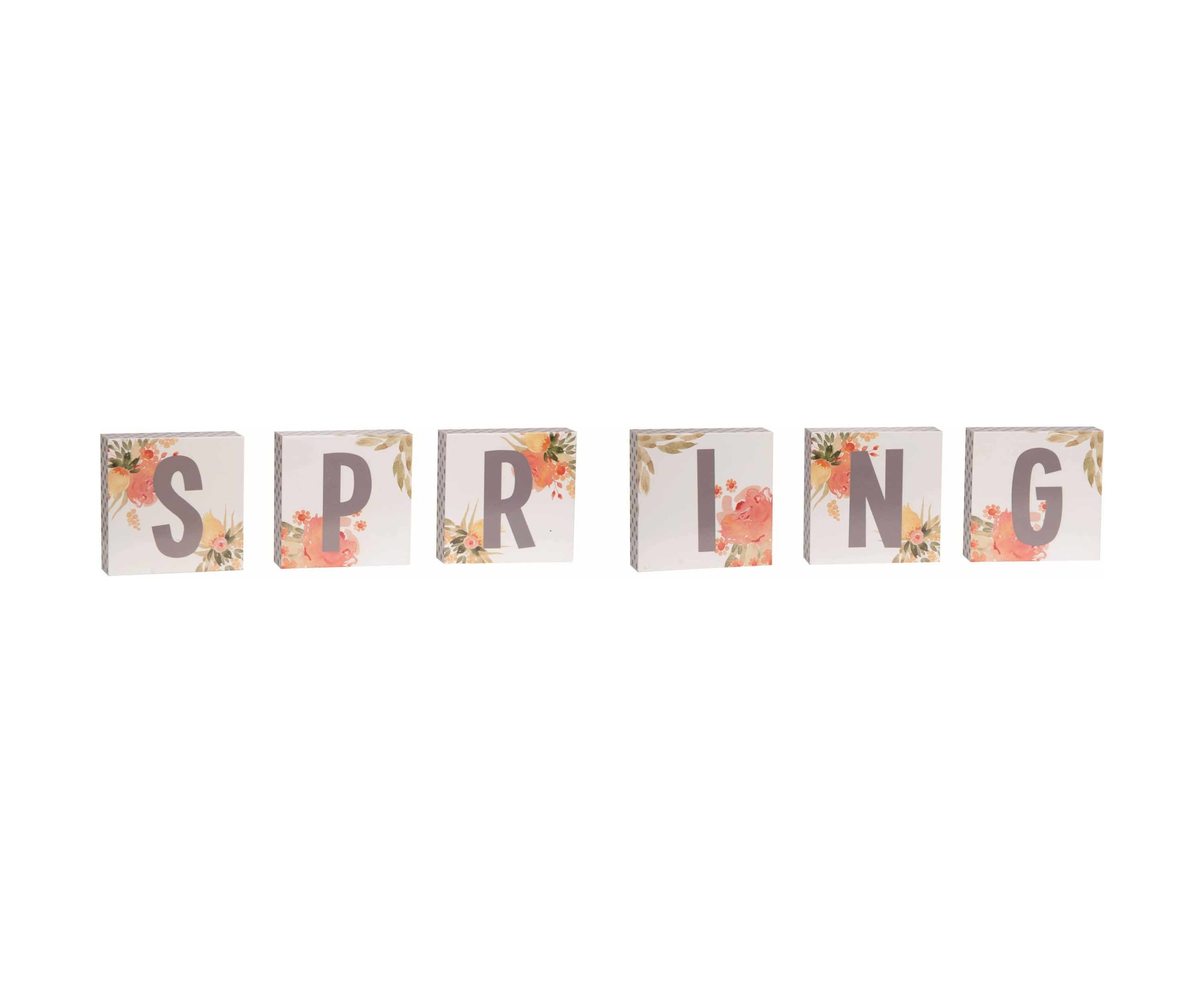 Transpac Wood 27.25 in. Multicolor Spring Letter Blocks Set of 6