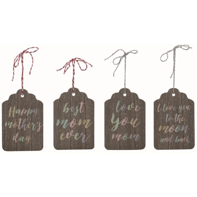 Transpac MDF Mothers Day Gift Tag Home Decorations Set of 4