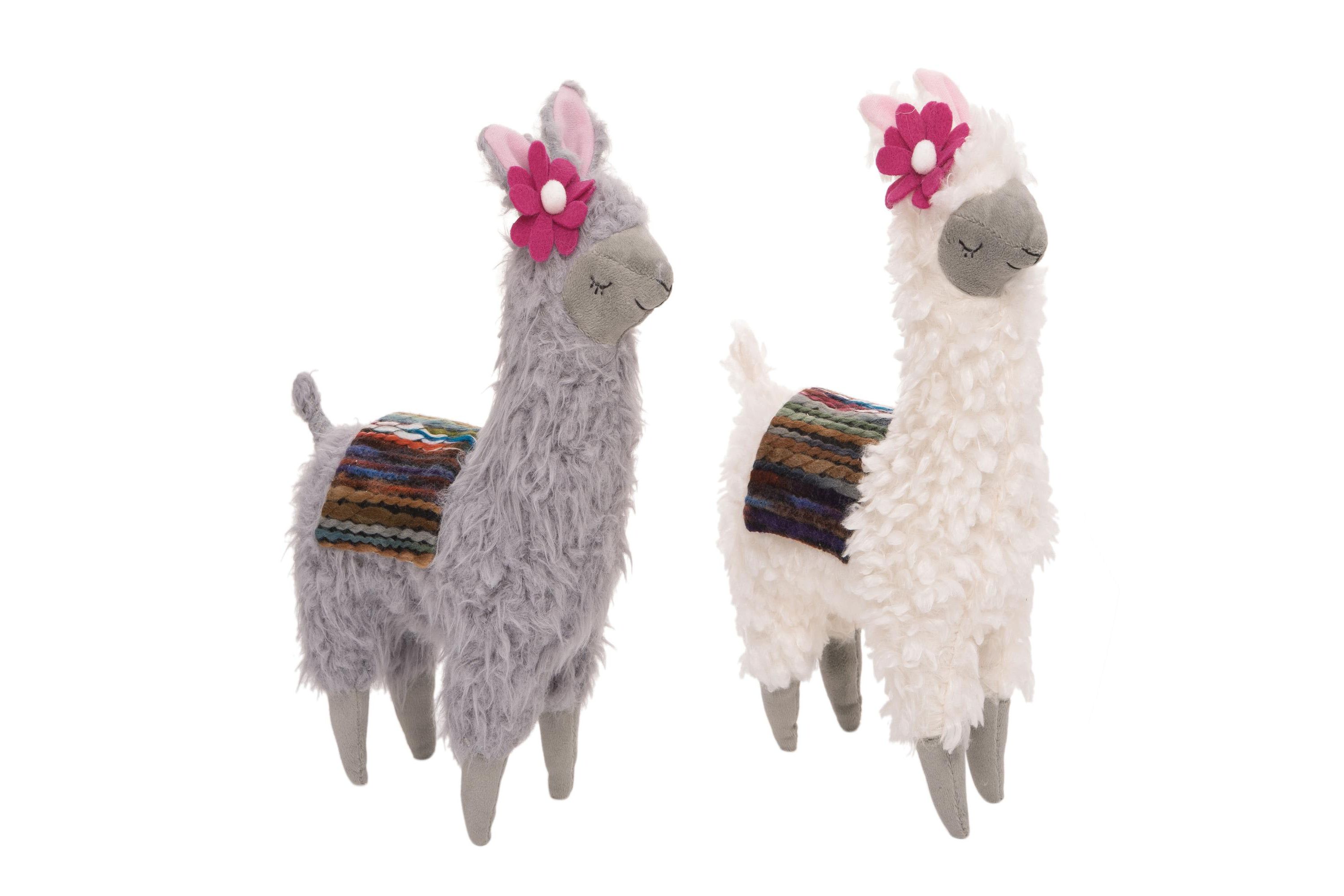 Transpac Home Decorations Plush Llama Figurine Set of 2, 11.0 inch H.