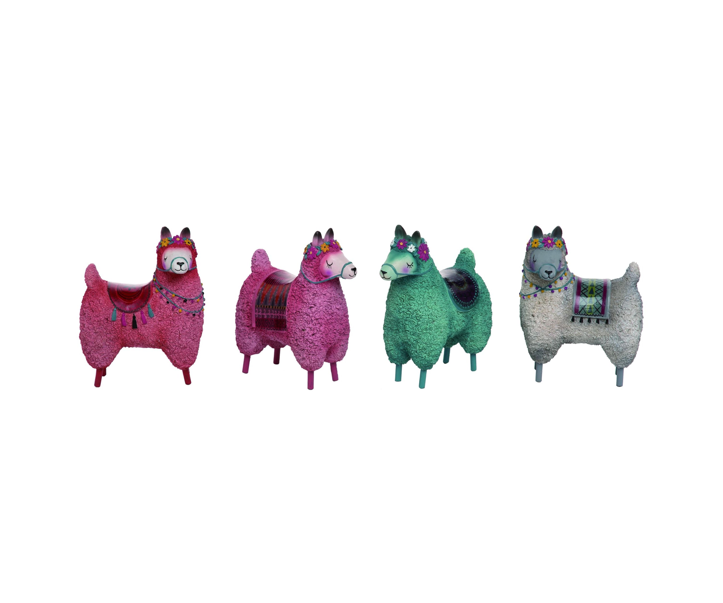 Transpac Resin Standing Llama Figurines Set of 4 Home Tabletop Mantel Decorations