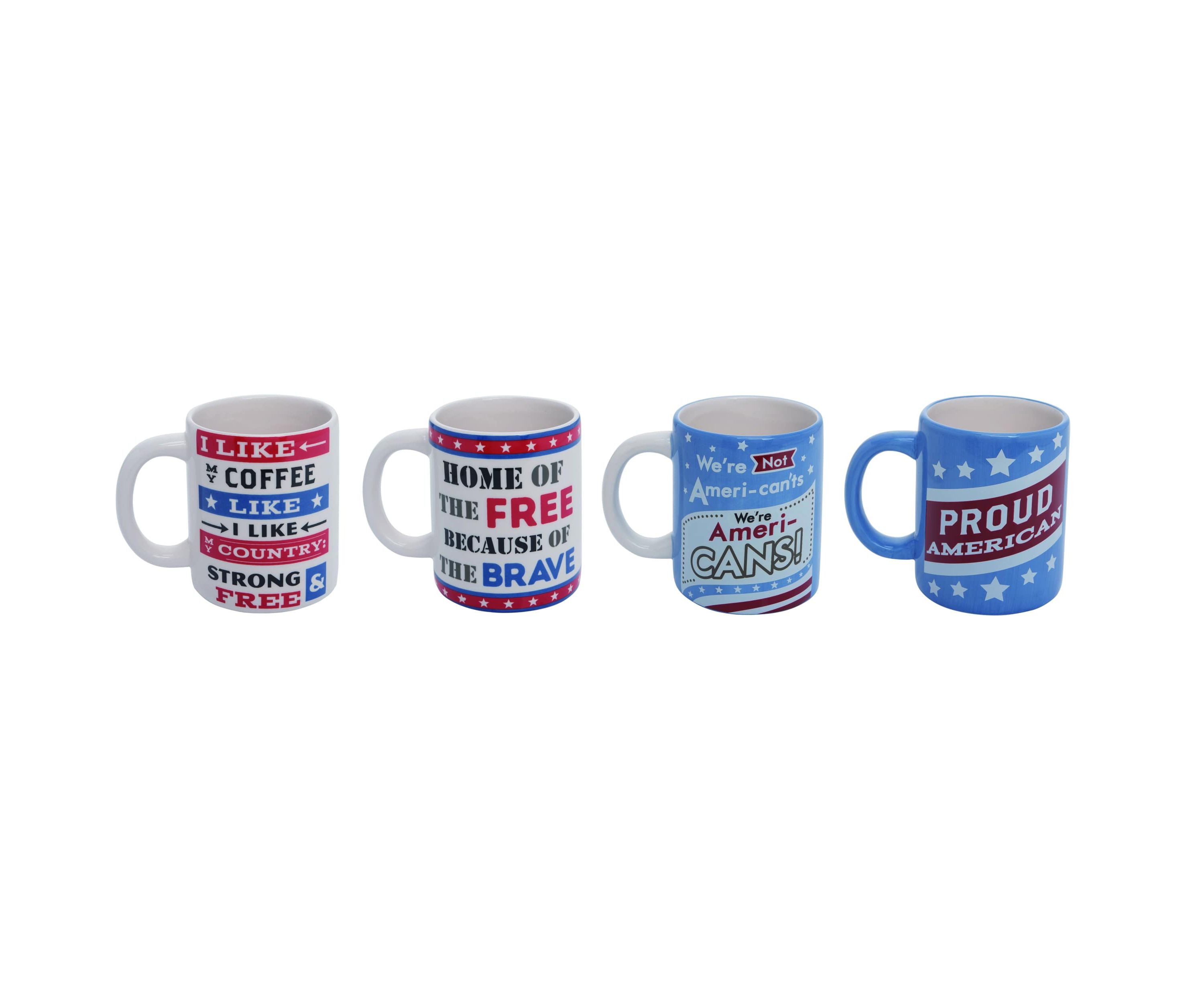 Transpac Ceramic Patriotic Mug Set of 4 Patriotic Home Decorations