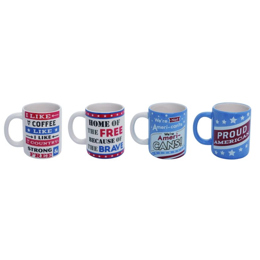 Transpac Ceramic Patriotic Mug Set of 4 Patriotic Home Decorations