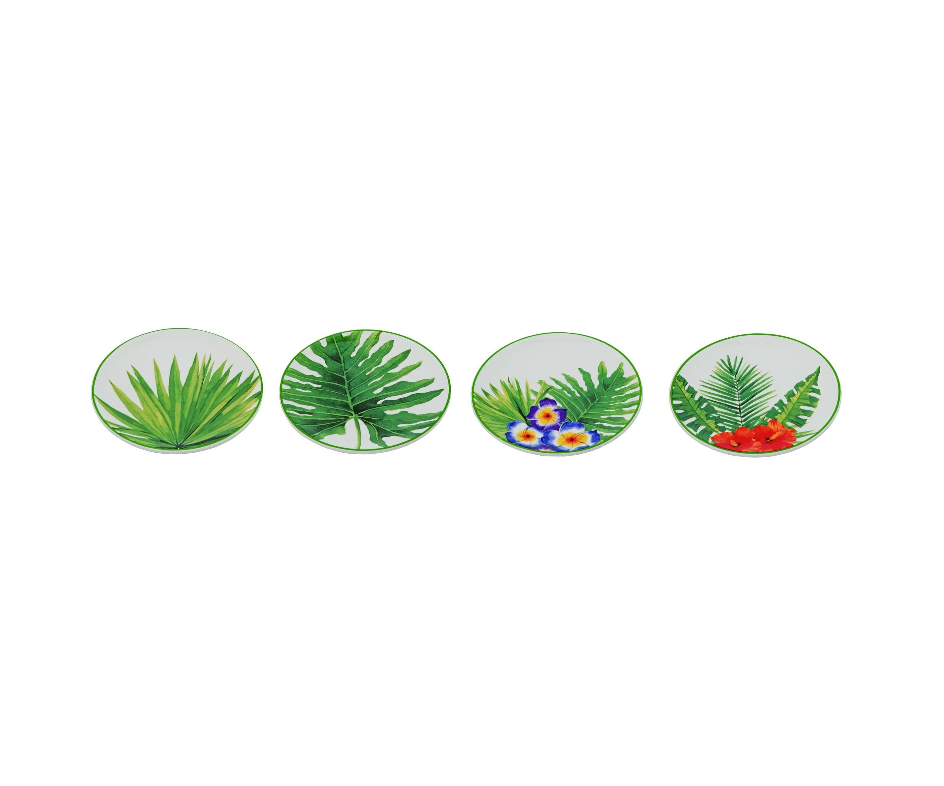 Transpac Ceramic 6" Green Leaf Plate Decorations Set of 4