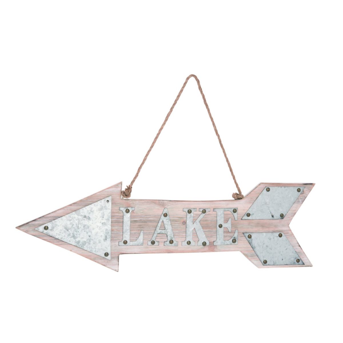 Transpac Wood 28.25 in. Multicolor Spring Galvanized Lake Wall Decor