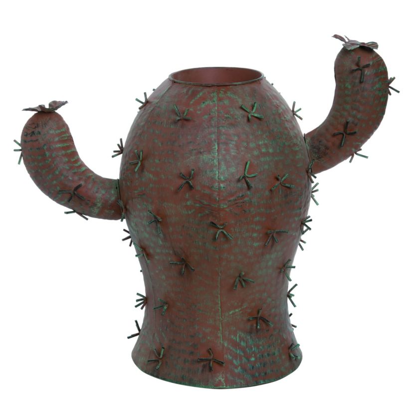 Transpac Metal 18 in. Brown Spring Prickly Cactus Planter