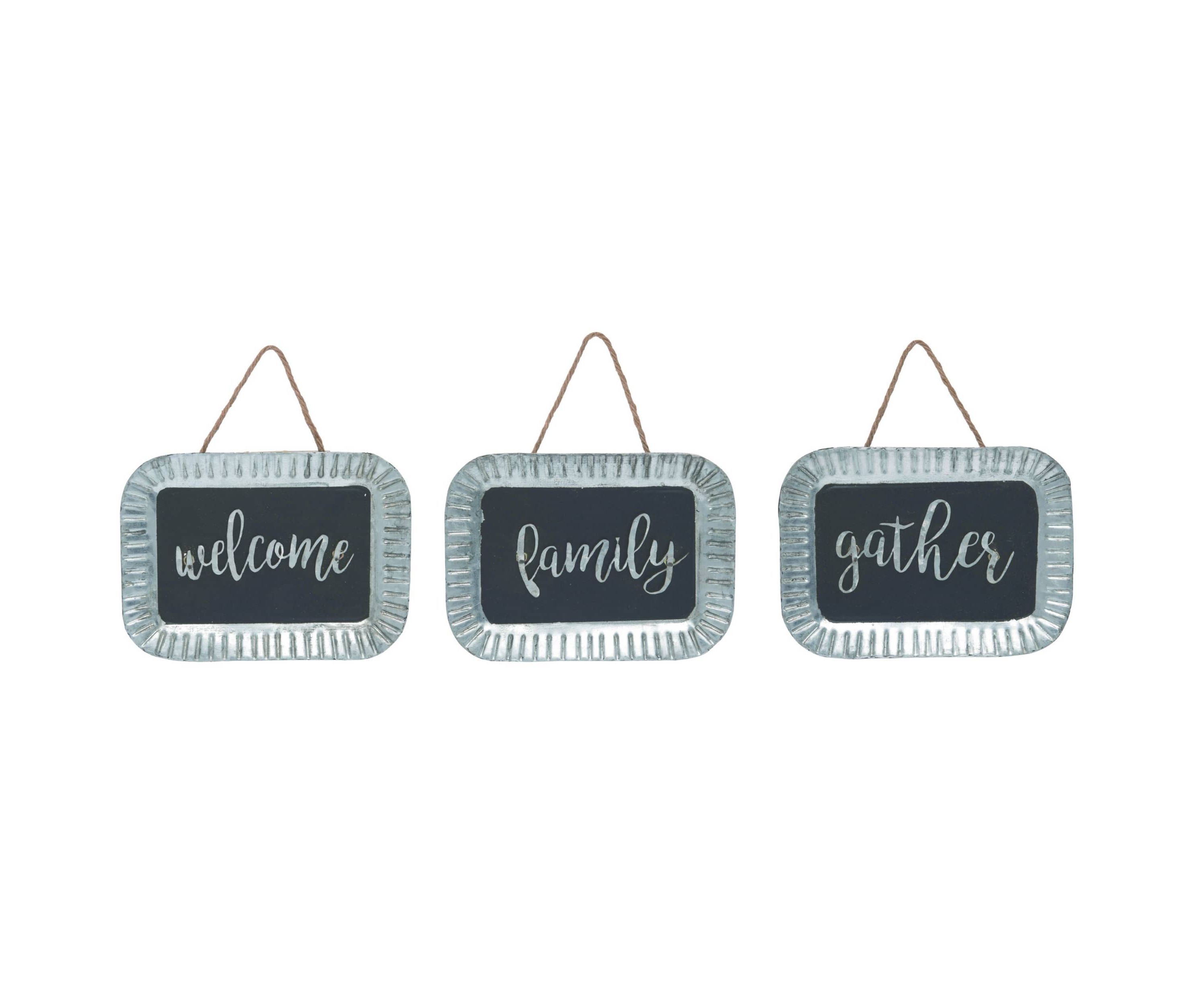 Transpac Corrugated Metal Dimensional Sign Set of 3 Spring Home Decorations