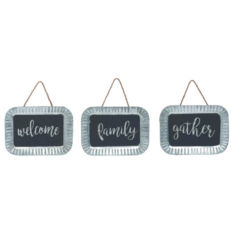 Transpac Corrugated Metal Dimensional Sign Set of 3 Spring Home Decorations