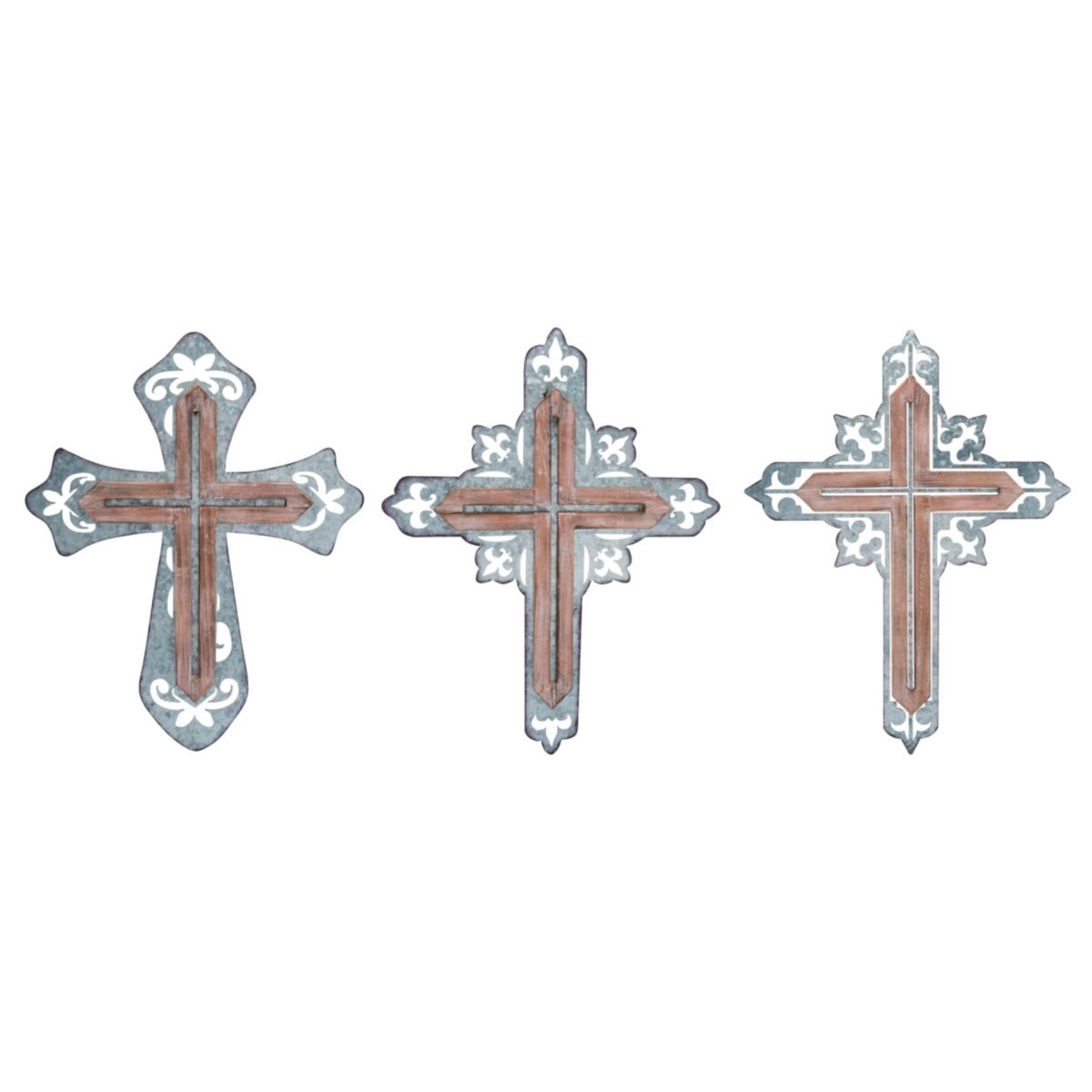 Transpac Transpac Wood/Metal Decorative Crosses Set of 3 Spring Home ...