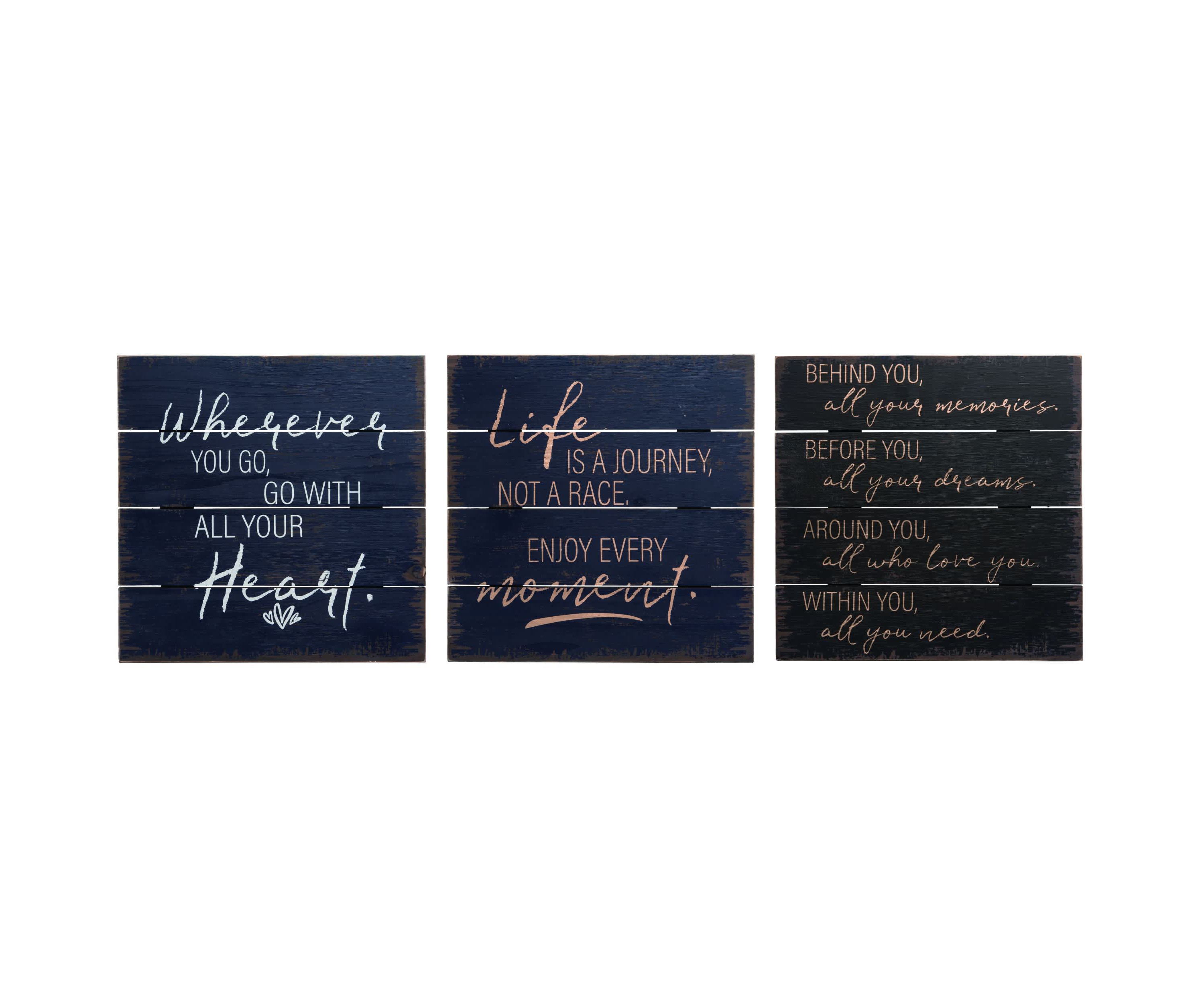 Transpac Wood Encouraging Word Decor Set of 3 Spring Home Decorations