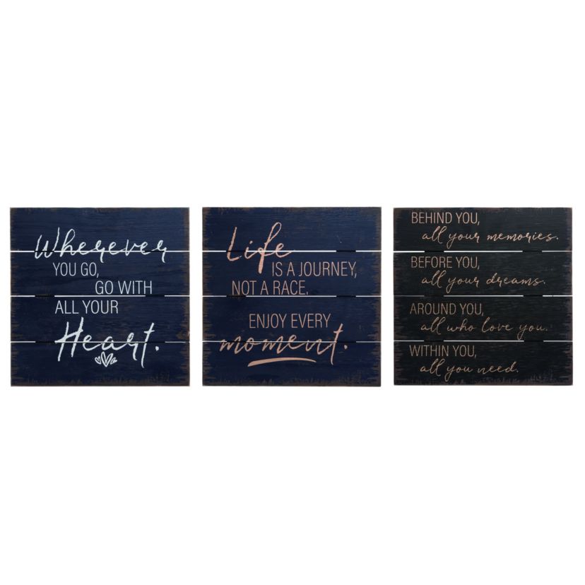 Transpac Wood Encouraging Word Decor Set of 3 Spring Home Decorations