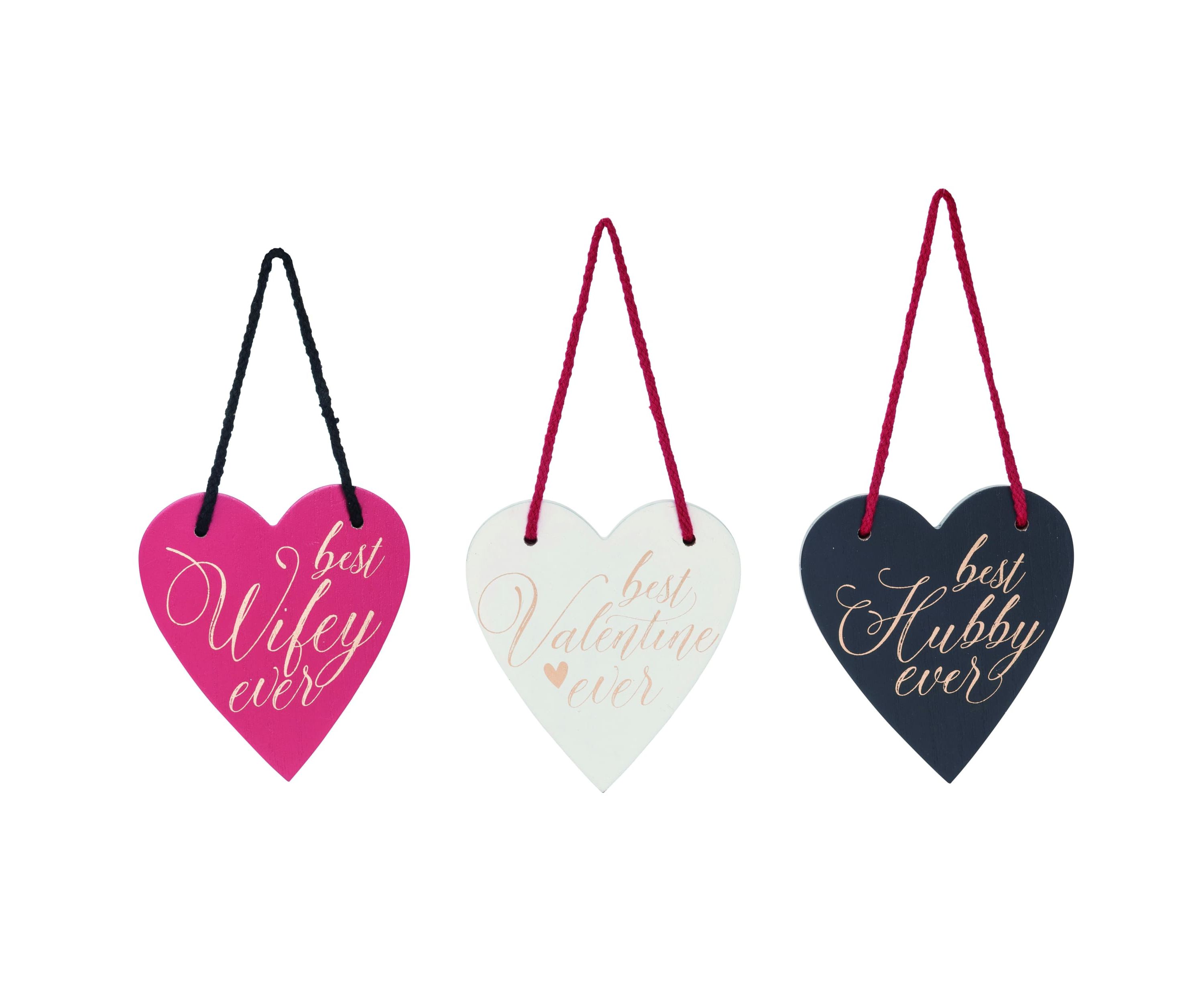 Transpac MDF Heart Hanging Decor Set of 3 Valentines Home Decorations