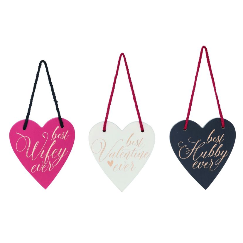 Transpac MDF Heart Hanging Decor Set of 3 Valentines Home Decorations