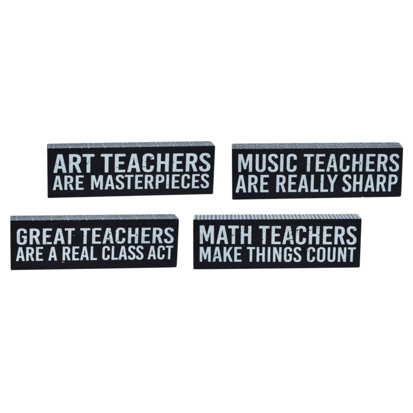 Transpac MDF Great Teacher Block Decor Set of 4 Spring Home Decorations