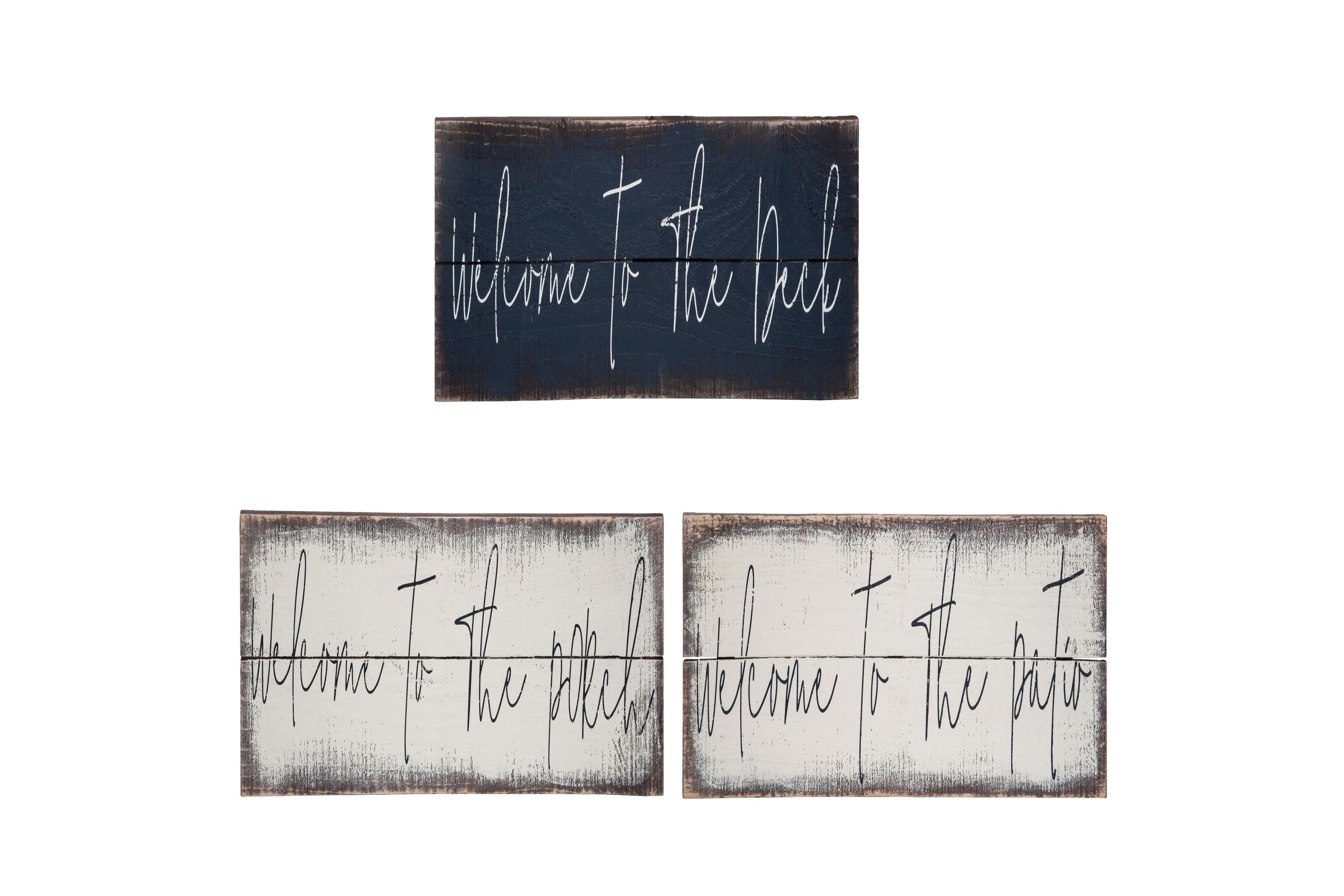 Transpac Wood Porch/Patio/Deck Sign Set of 3 Spring Home Decorations